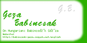 geza babincsak business card